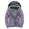 Blue Striped Nautical Anchor Print Sherpa Lined Zip Up Hoodie