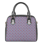 Blue Striped Nautical Anchor Print Shoulder Handbag