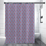 Blue Striped Nautical Anchor Print Shower Curtain
