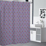 Blue Striped Nautical Anchor Print Shower Curtain