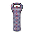 Blue Striped Nautical Anchor Print Single Neoprene Wine Tote