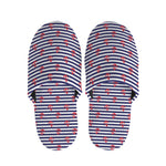 Blue Striped Nautical Anchor Print Slippers