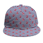 Blue Striped Nautical Anchor Print Snapback Cap