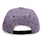 Blue Striped Nautical Anchor Print Snapback Cap