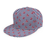 Blue Striped Nautical Anchor Print Snapback Cap