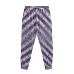 Blue Striped Nautical Anchor Print Sweatpants