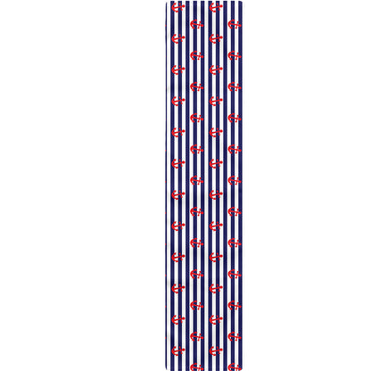 Blue Striped Nautical Anchor Print Table Runner