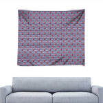 Blue Striped Nautical Anchor Print Tapestry