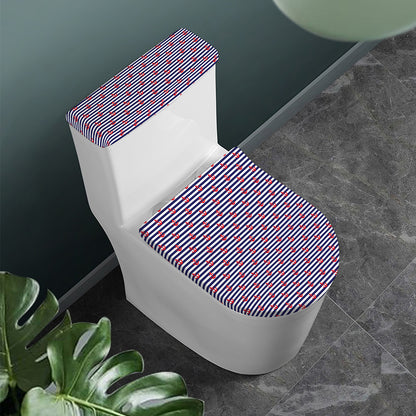 Blue Striped Nautical Anchor Print Toilet Lid And Tank Cover Set