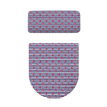 Blue Striped Nautical Anchor Print Toilet Lid And Tank Cover Set