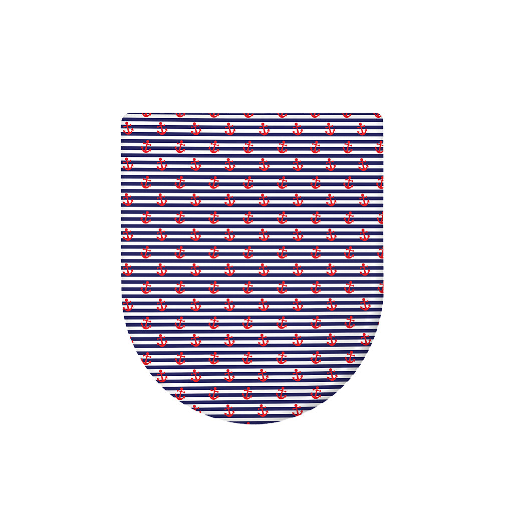 Blue Striped Nautical Anchor Print Toilet Lid Cover