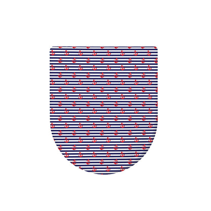 Blue Striped Nautical Anchor Print Toilet Lid Cover