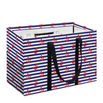 Blue Striped Nautical Anchor Print Utility Tote Bag