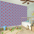 Blue Striped Nautical Anchor Print Wall Sticker