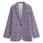 Blue Striped Nautical Anchor Print Women's Blazer