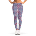 Blue Striped Nautical Anchor Print Women's Leggings