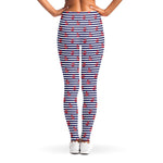 Blue Striped Nautical Anchor Print Women's Leggings