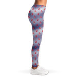 Blue Striped Nautical Anchor Print Women's Leggings