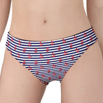 Blue Striped Nautical Anchor Print Women's Panties