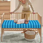 Blue Striped Pattern Print Baby Crib Sheet