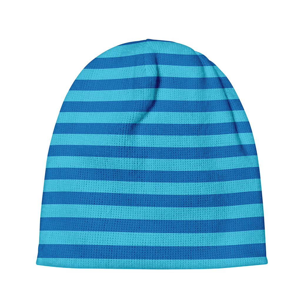 Blue Striped Pattern Print Beanie