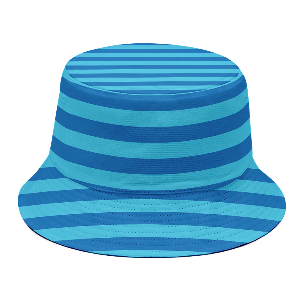 Blue Striped Pattern Print Bucket Hat