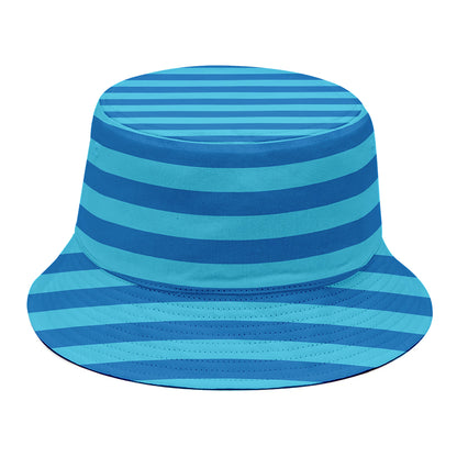 Blue Striped Pattern Print Bucket Hat