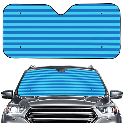 Blue Striped Pattern Print Car Windshield Sun Shade