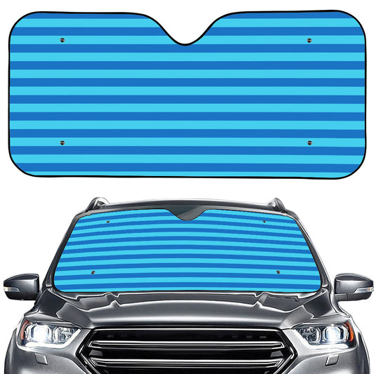 Blue Striped Pattern Print Car Windshield Sun Shade
