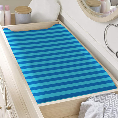Blue Striped Pattern Print Changing Pad Cover