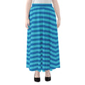 Blue Striped Pattern Print Chiffon Maxi Skirt
