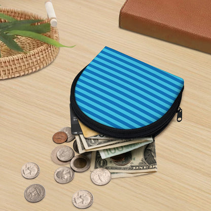 Blue Striped Pattern Print Coin Purse