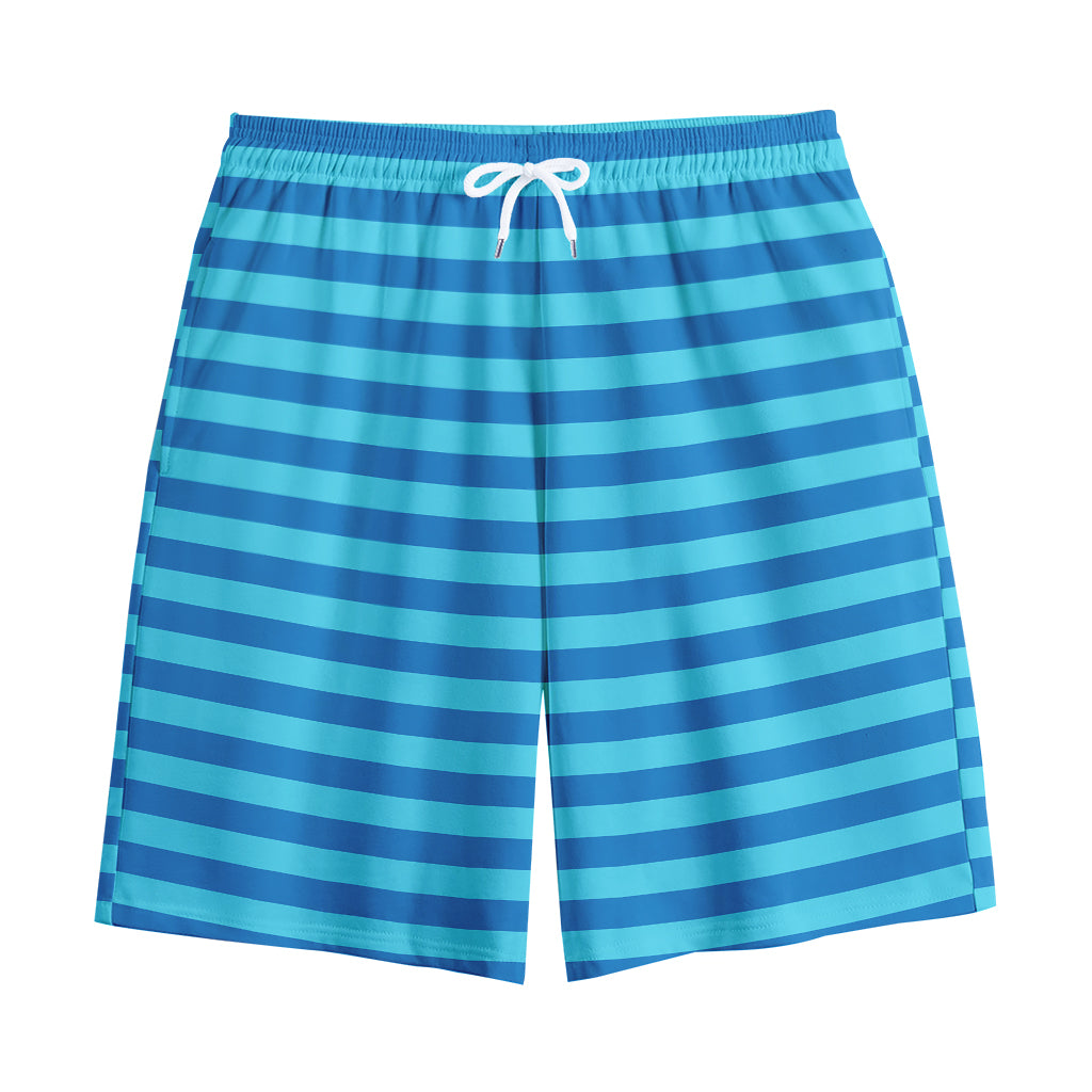 Blue Striped Pattern Print Cotton Shorts