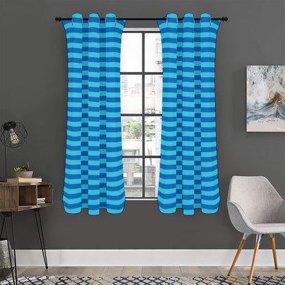 Blue Striped Pattern Print Curtain