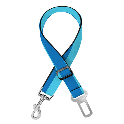 Blue Striped Pattern Print Dog Seat Belt