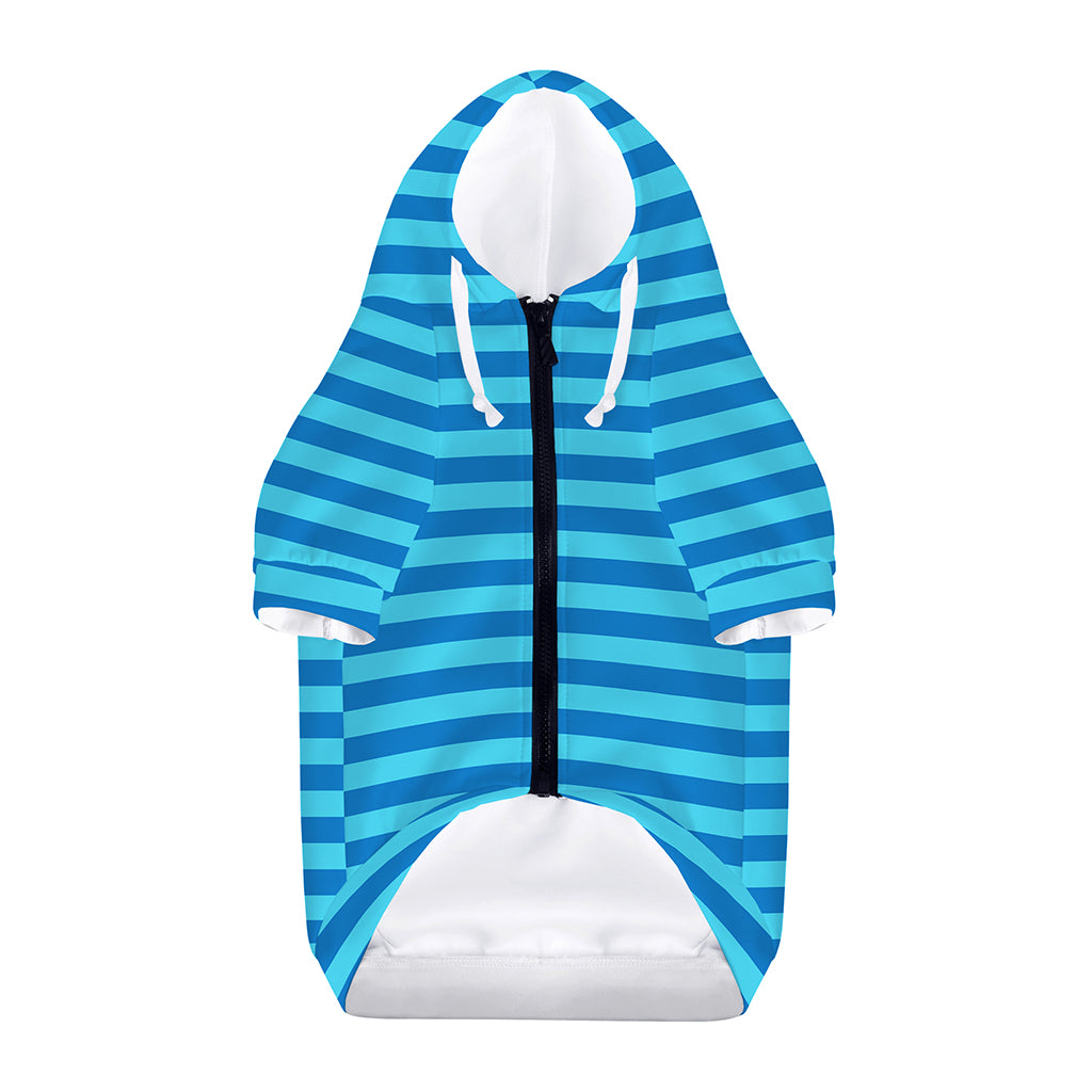 Blue Striped Pattern Print Dog Zip Up Hoodie