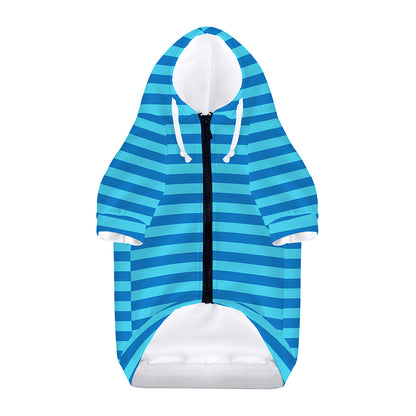 Blue Striped Pattern Print Dog Zip Up Hoodie