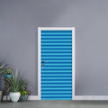 Blue Striped Pattern Print Door Sticker