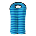 Blue Striped Pattern Print Double Neoprene Wine Tote