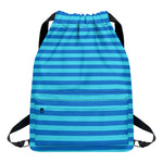 Blue Striped Pattern Print Drawstring Backpack