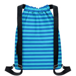 Blue Striped Pattern Print Drawstring Backpack