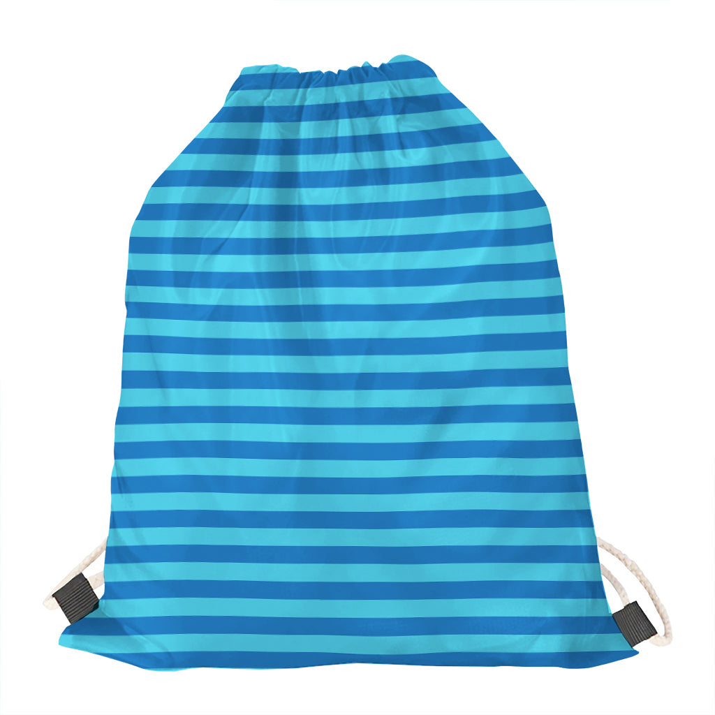 Blue Striped Pattern Print Drawstring Bag