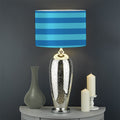 Blue Striped Pattern Print Drum Lamp Shade