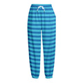 Blue Striped Pattern Print Fleece Lined Knit Pants
