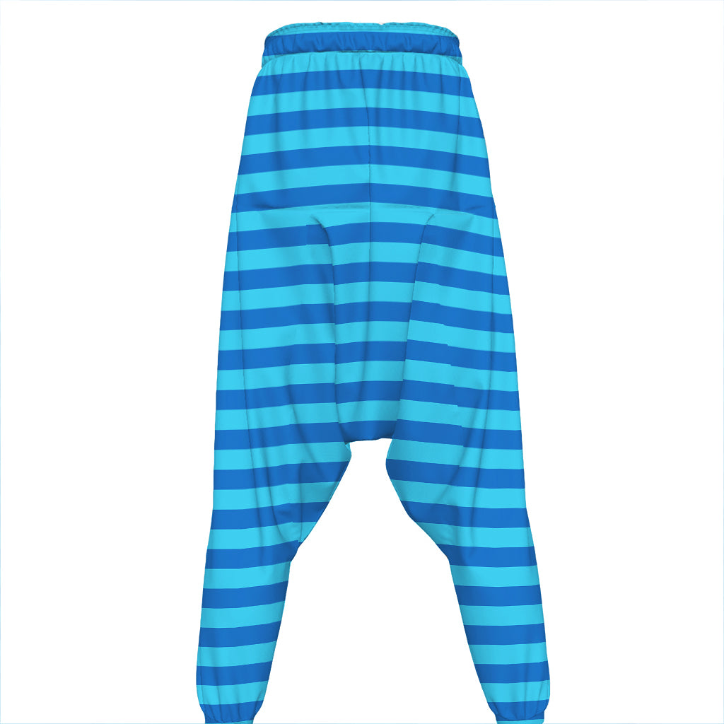 Blue Striped Pattern Print Hammer Pants
