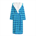 Blue Striped Pattern Print Hooded Bathrobe
