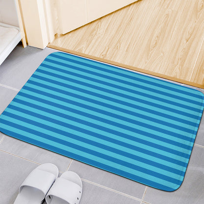 Blue Striped Pattern Print Indoor Door Mat