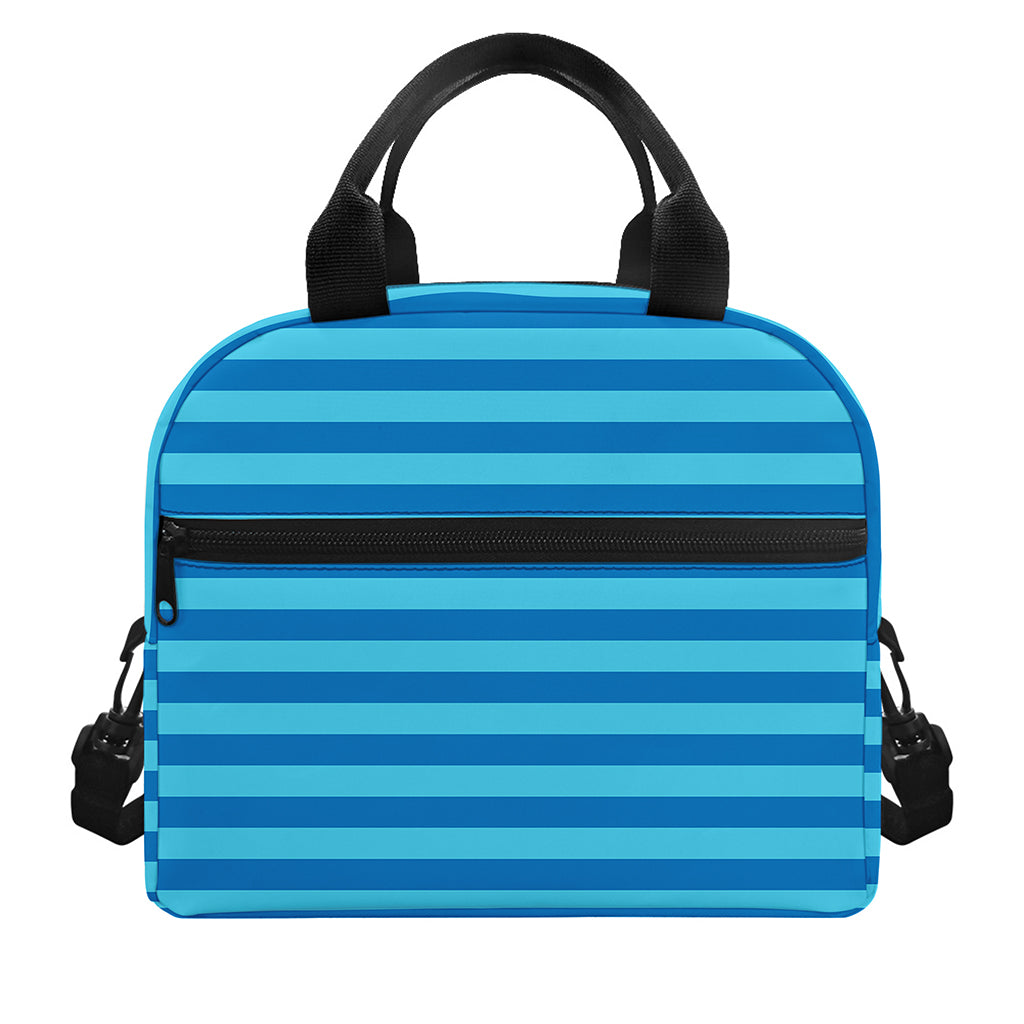 Blue Striped Pattern Print Insulated Lunch Bag