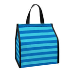 Blue Striped Pattern Print Insulated Lunch Tote