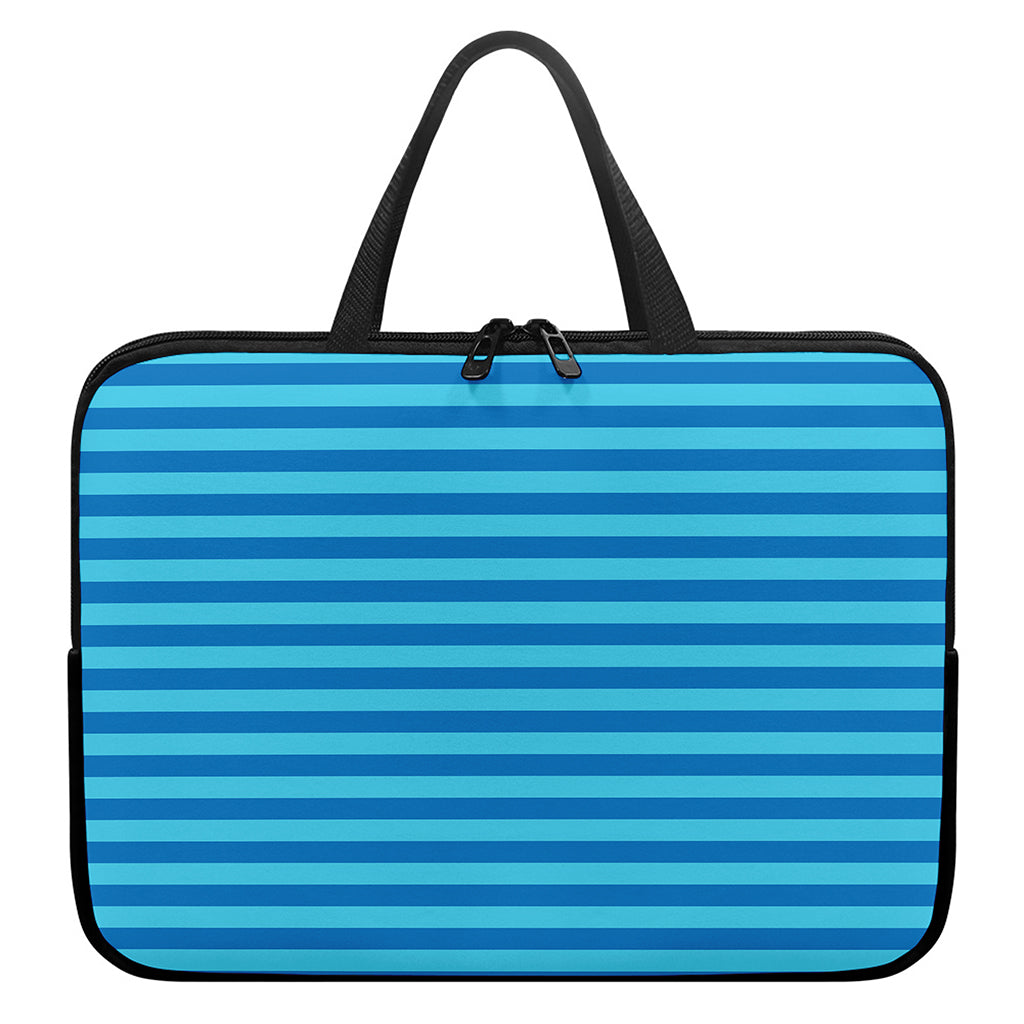 Blue Striped Pattern Print Laptop Sleeve With Handle